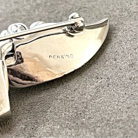 Art Deco Vintage Rare PENNINO Sterling Silver Rhinestone Brooch - Picture 9 of 11